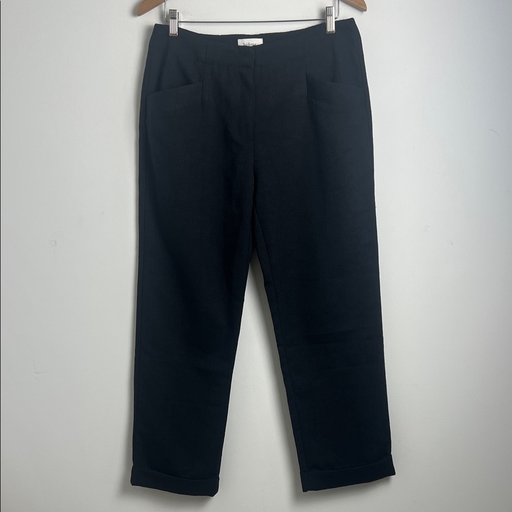 Bohme Women's Large‎ Black Textured Cuffed Trouser Pants